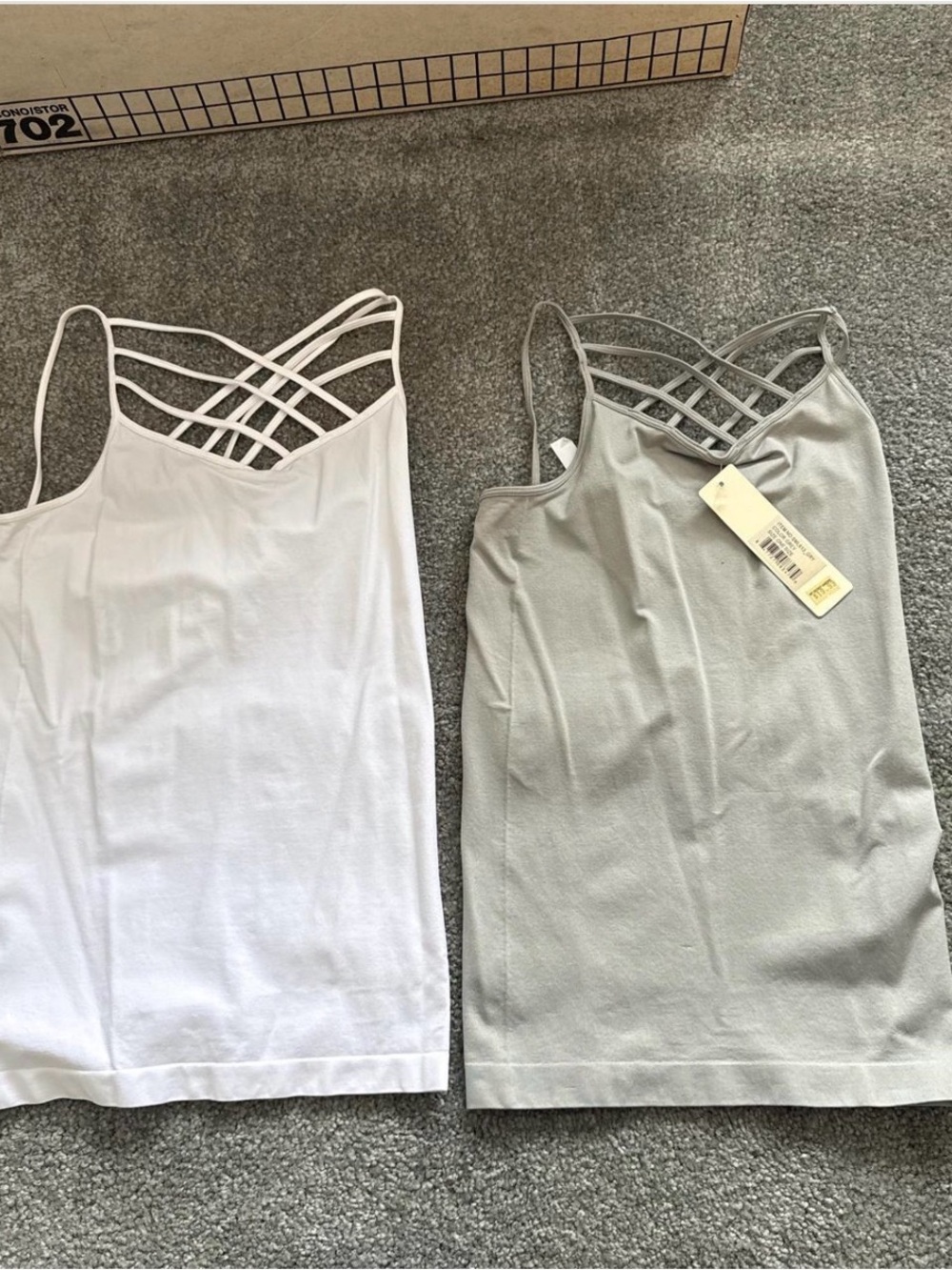 Women’s Strappy Crisscross Cami Tank - White & Light Gray